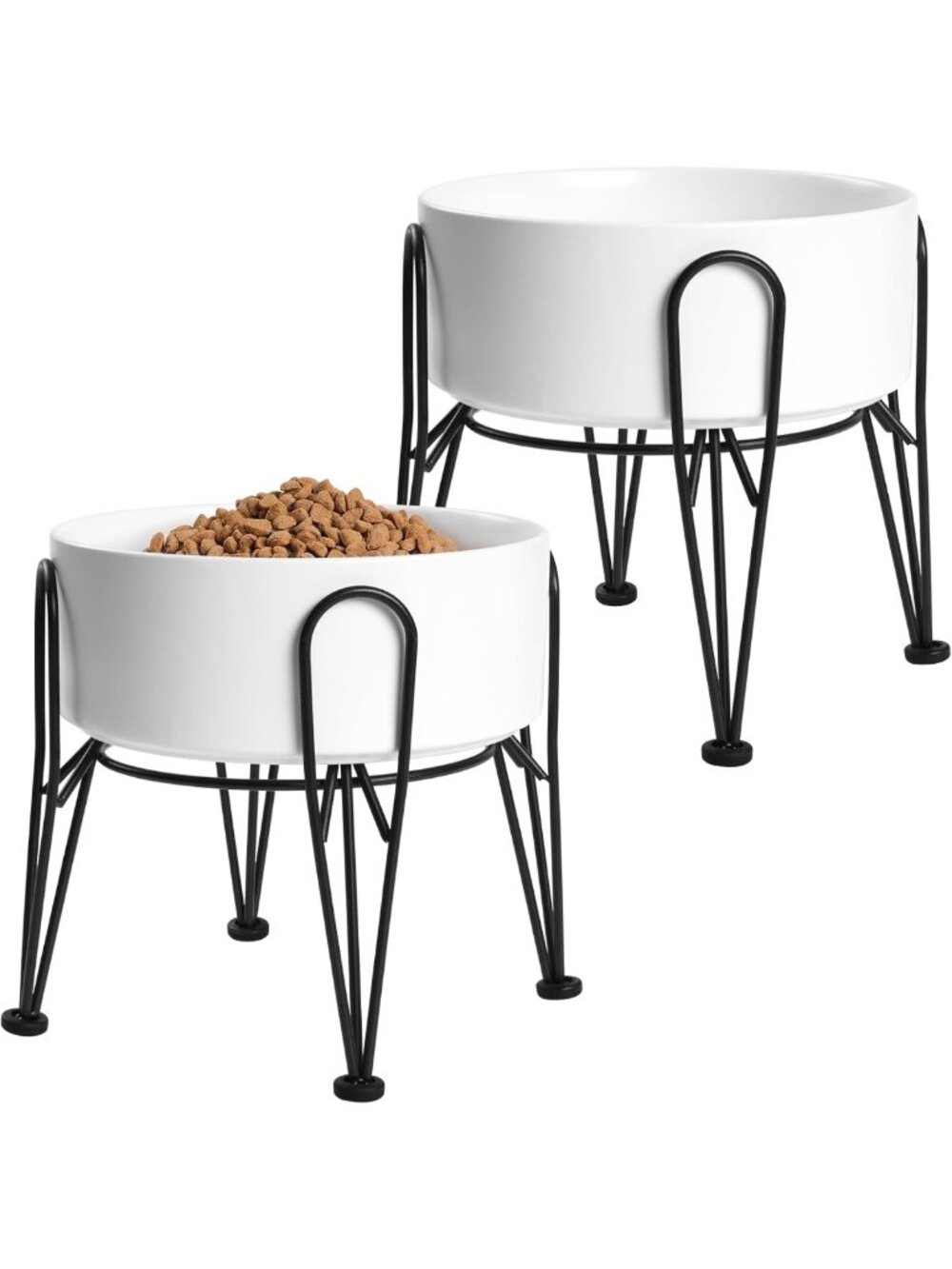 Elevated Ceramic Dog Bowls Set - Anti-Slip Metal Stand, 2 Pack for Small/Medium